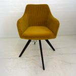 Josie Swivel Velvet Dining Chair with Arms - Mustard