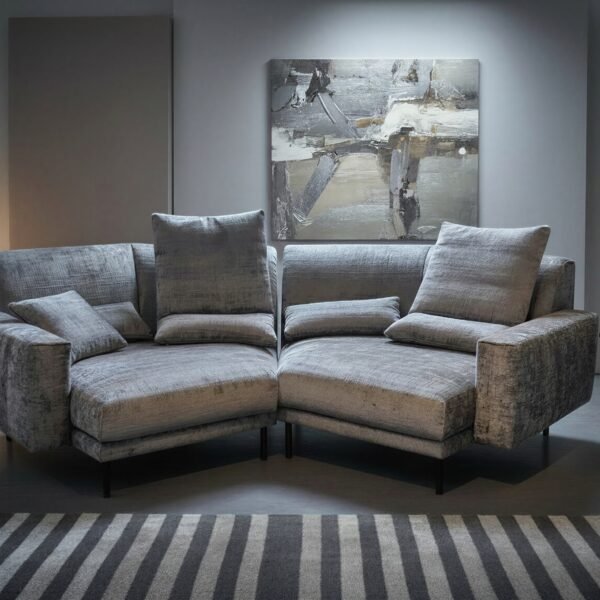 Esmé Corner Sofa – Grey Textured Chenille Sectional
