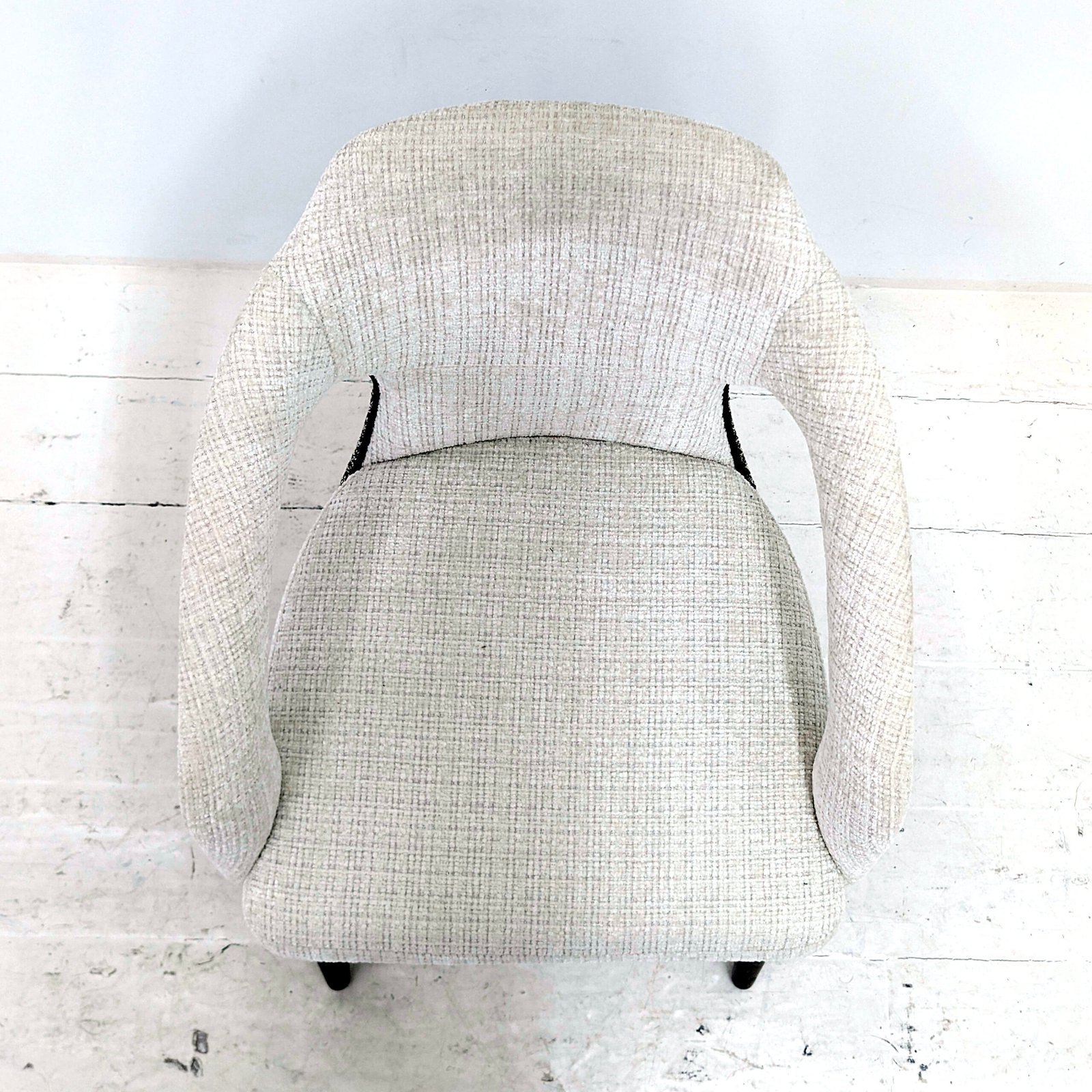 Cream & Green Bouclé Accent Chair with Contrast Piping