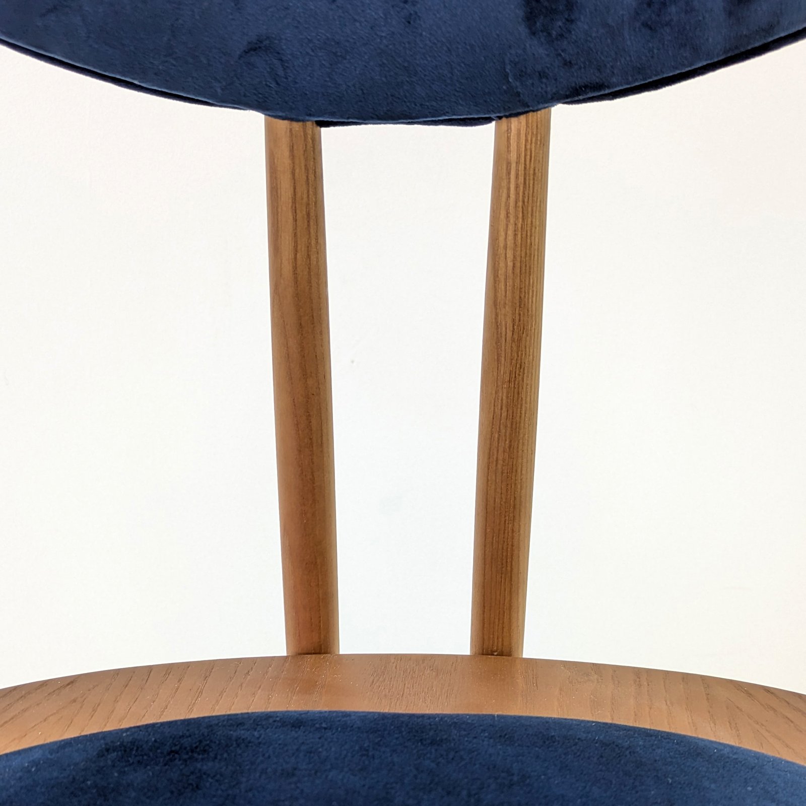 Sculptural Bentwood Armchair in Navy Blue Velvet
