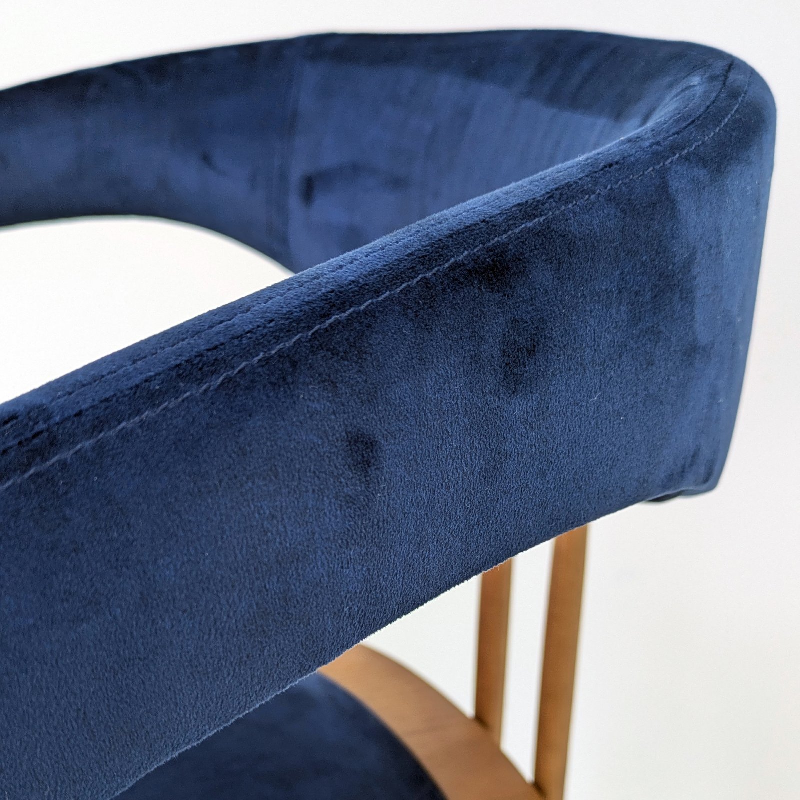 Sculptural Bentwood Armchair in Navy Blue Velvet