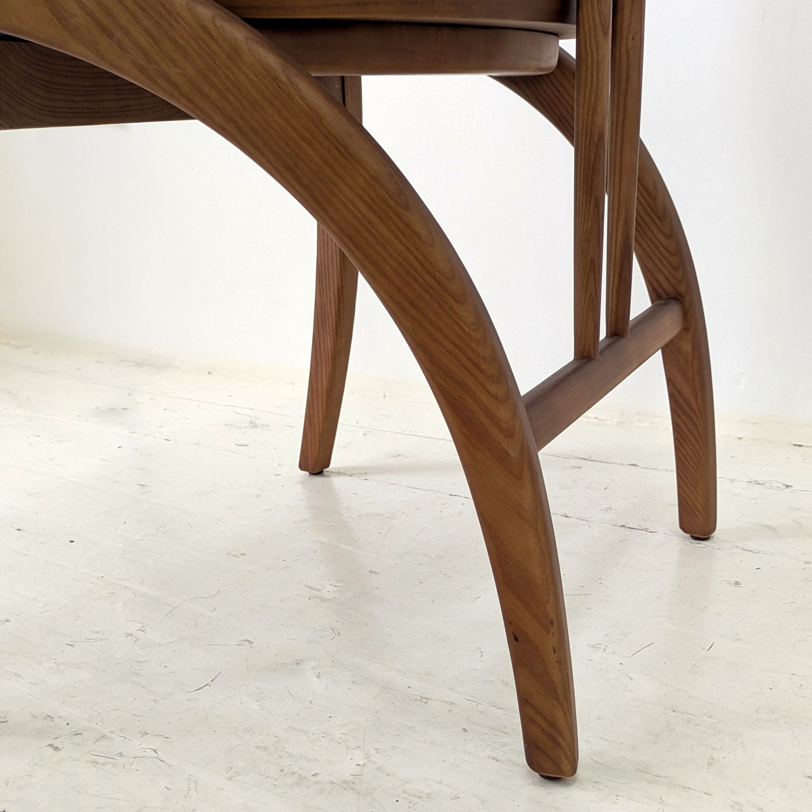 Sculptural Bentwood Armchair in Navy Blue Velvet