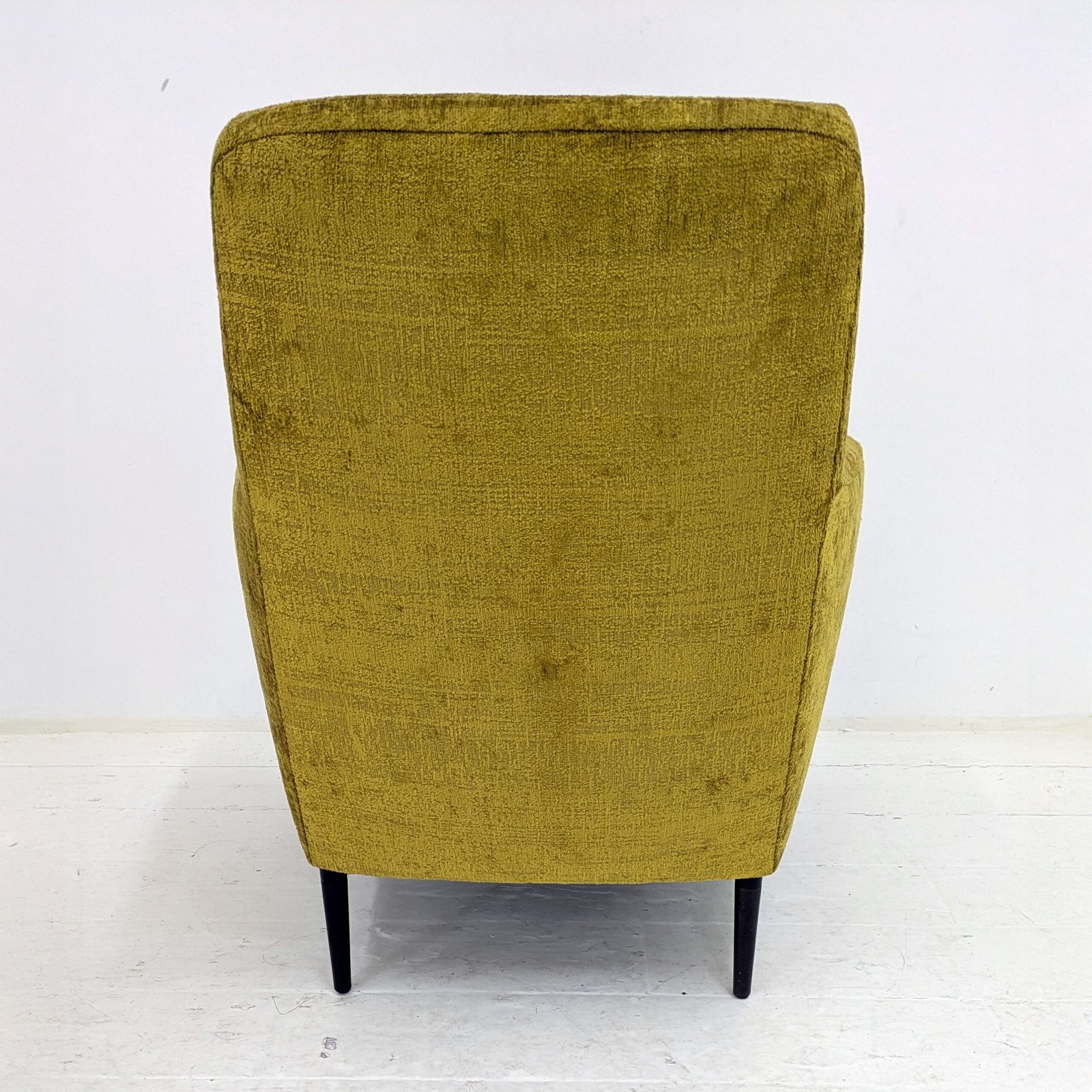 Chartreuse Green Chenille Armchair with Matching Footstool