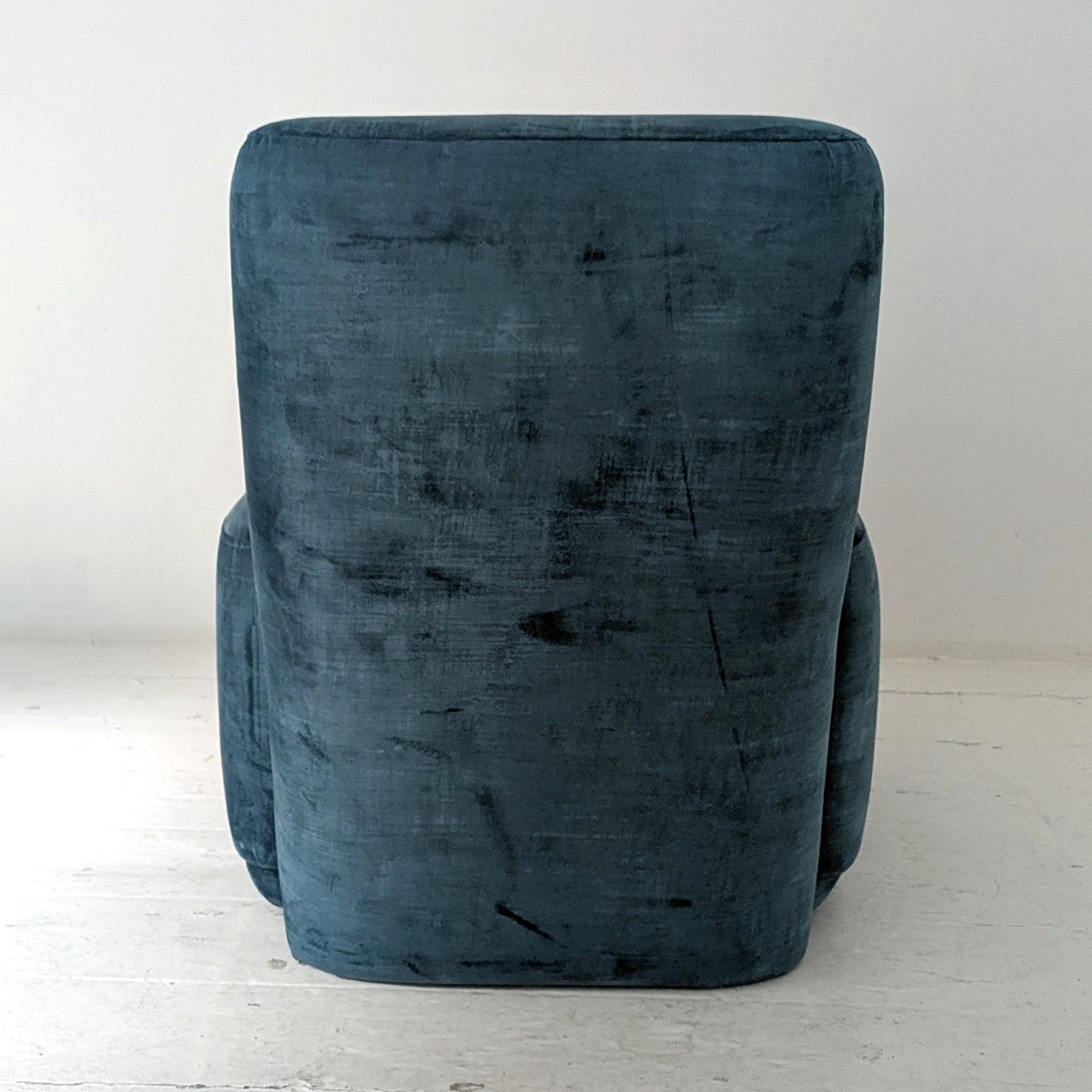 Petrol Blue Velvet Armless Slipper Chair with Matching Lumbar Cushion