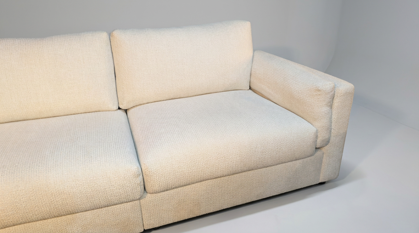 Pamal Cream Three-Seater Boucle Sofa or Pamal Chair–  Textured Fabric with Black Metal Legs