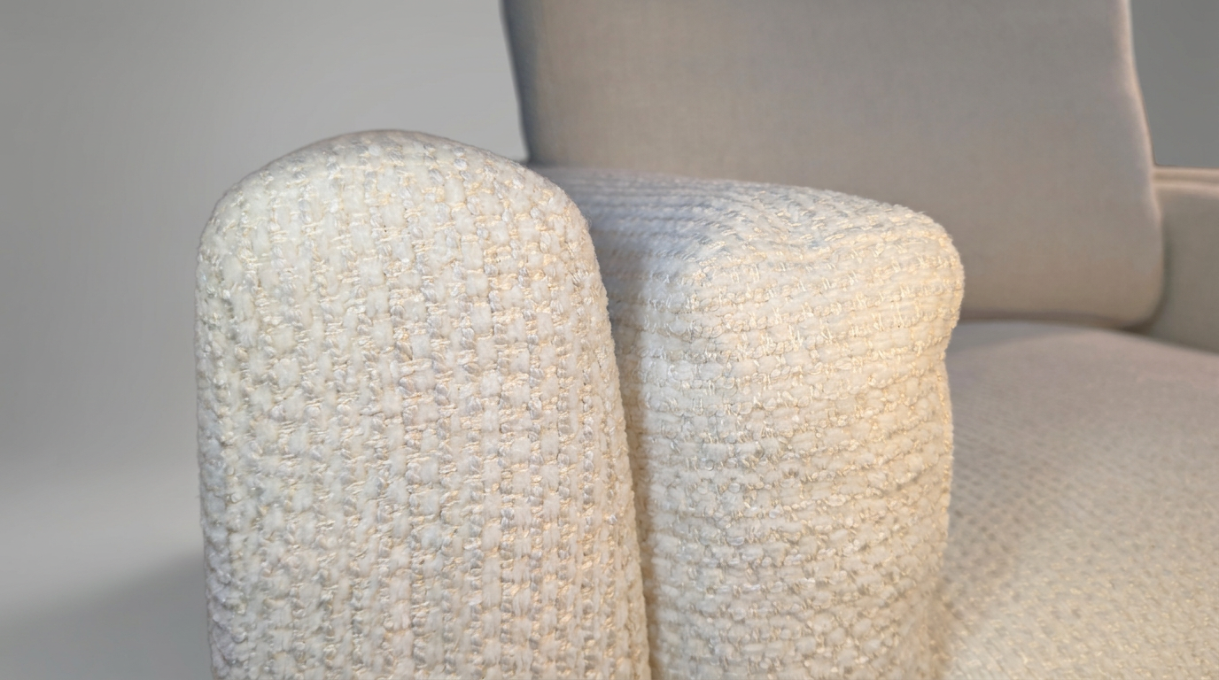 Pamal Cream Three-Seater Boucle Sofa or Pamal Chair–  Textured Fabric with Black Metal Legs