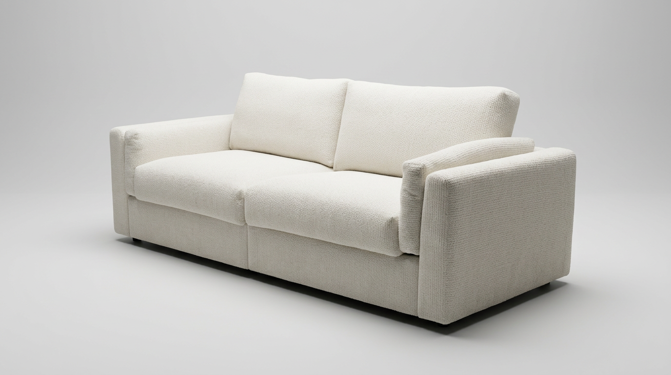 Pamal Cream Three-Seater Boucle Sofa or Pamal Chair–  Textured Fabric with Black Metal Legs