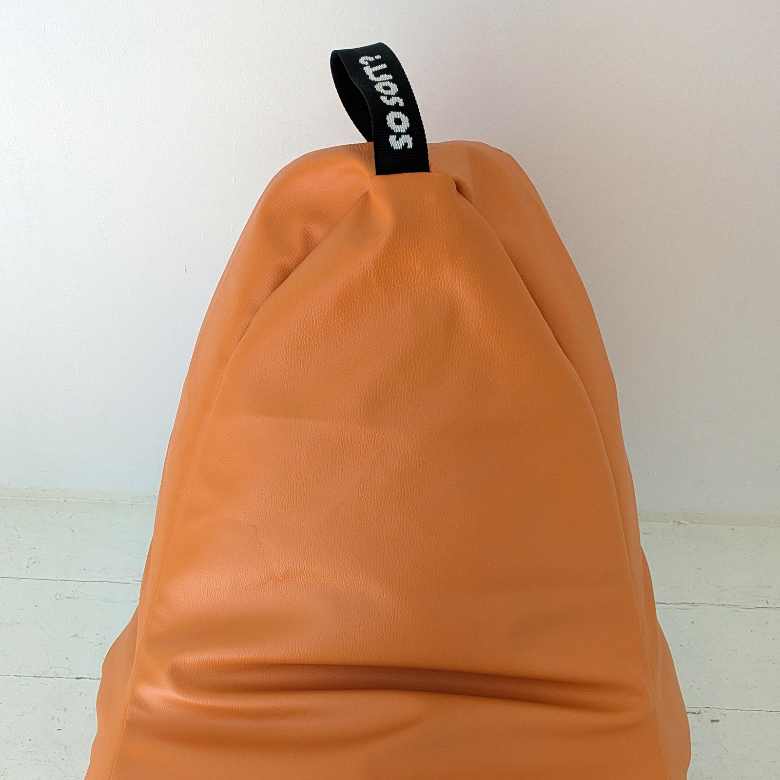 Orange Faux Leather Lounger Bean Bag – Indoor/Outdoor Chair with Carry Handle