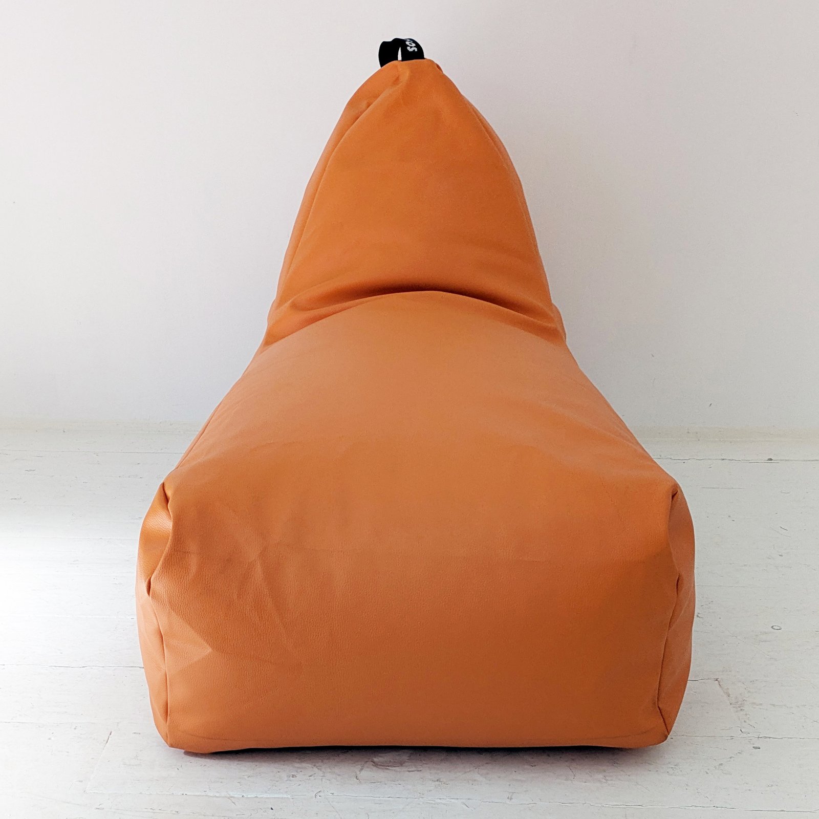 Orange Faux Leather Lounger Bean Bag – Indoor/Outdoor Chair with Carry Handle
