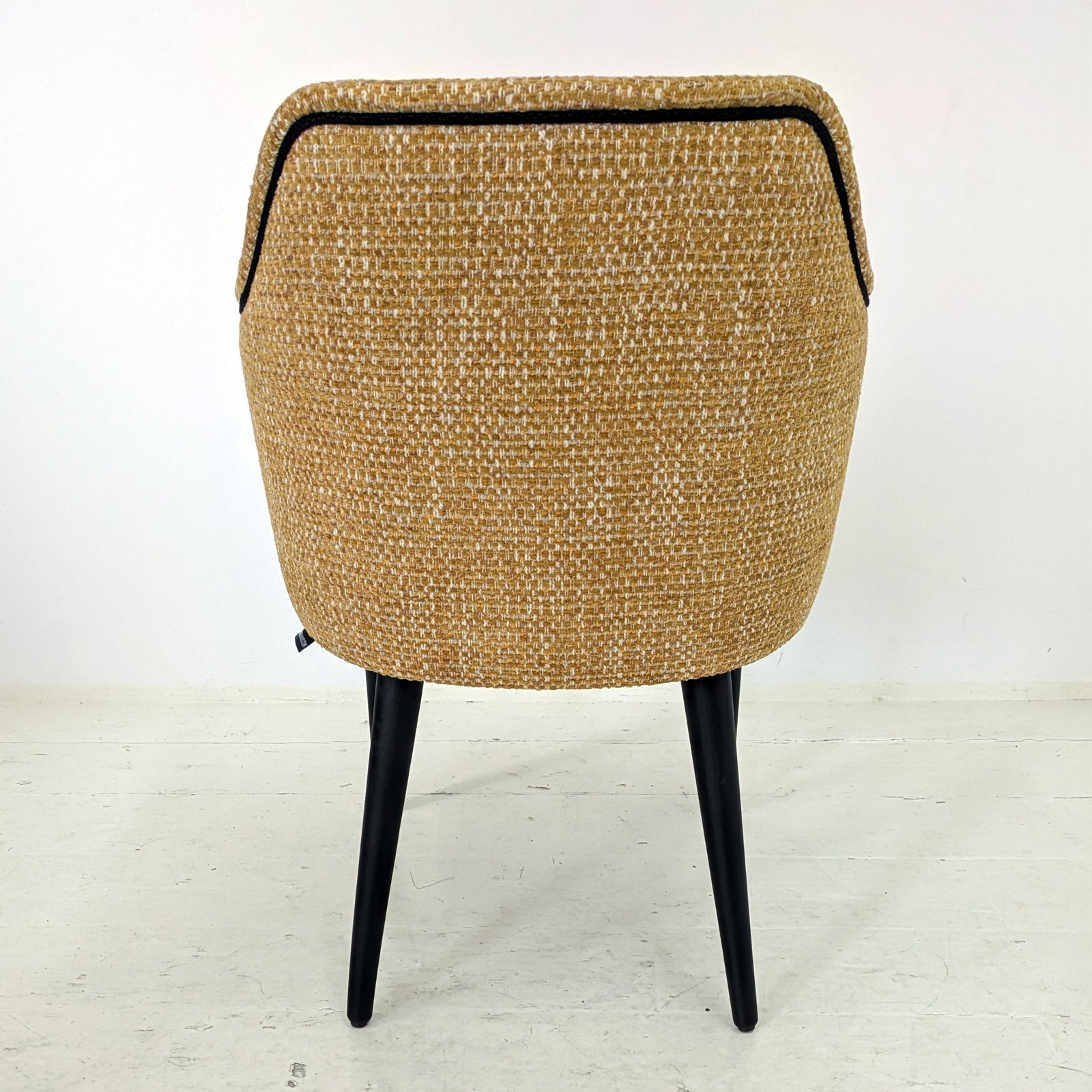 Mustard Tweed Bouclé Tub Chair – Black Piped Armchair
