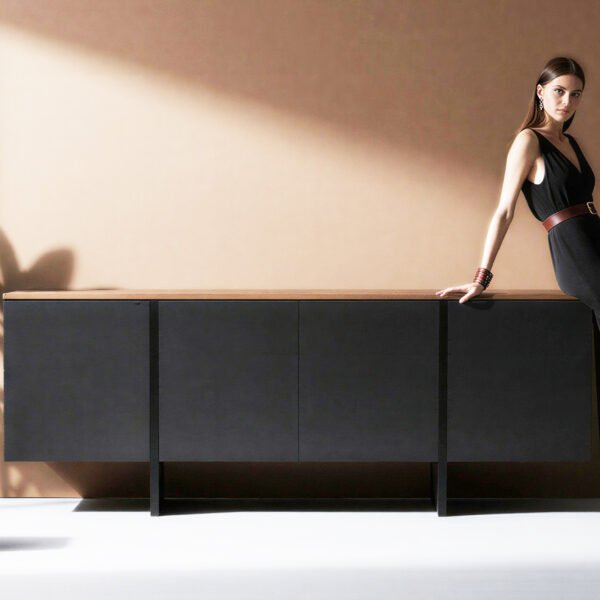 Walnut and black sideboard – view 1