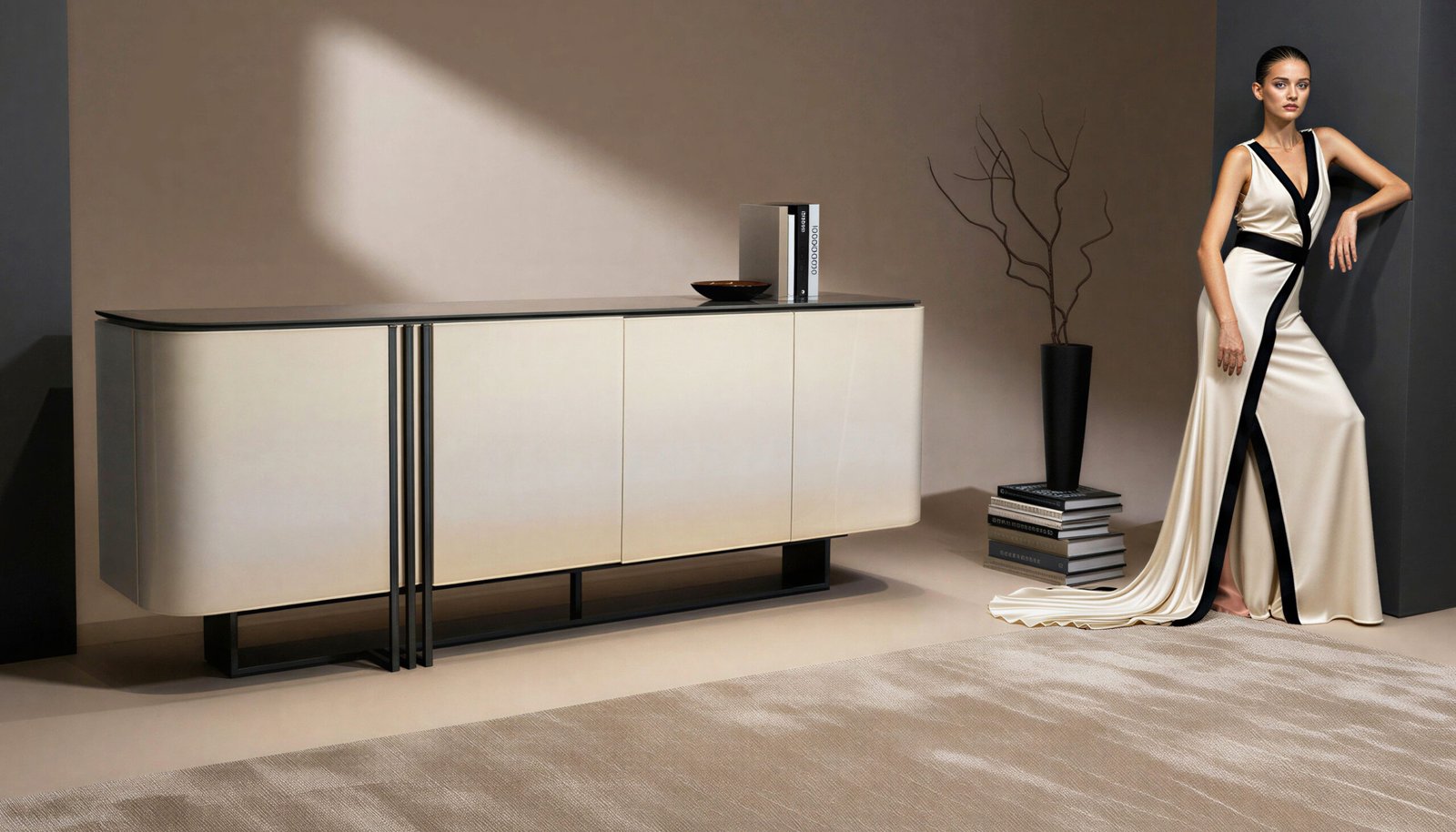 White gloss sideboard – view 1