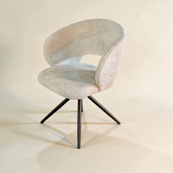 Boucle swivel accent chair with cut-out back, front view