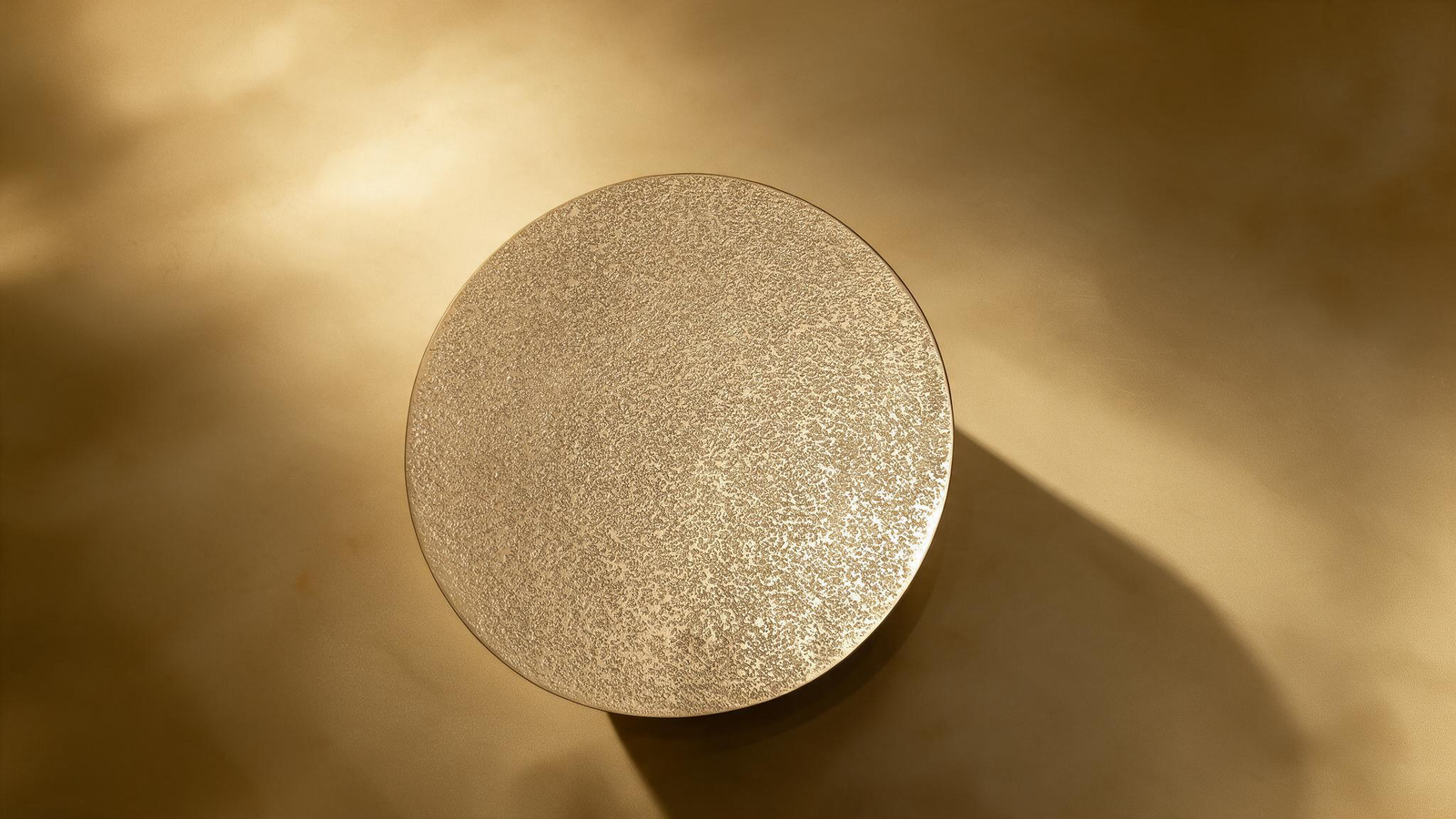 Round Side Table – Textured Antique Gold Top with Black Tripod Metal Legs