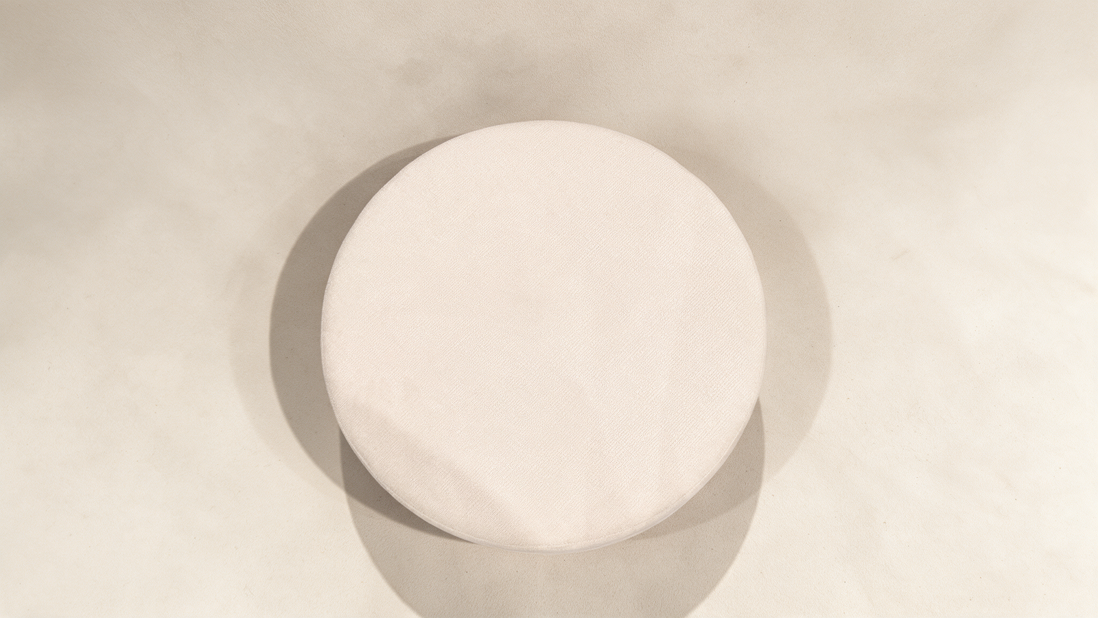 Round Pouf with Removable Wooden Tray Lid – Chenille Fabric Ottoman