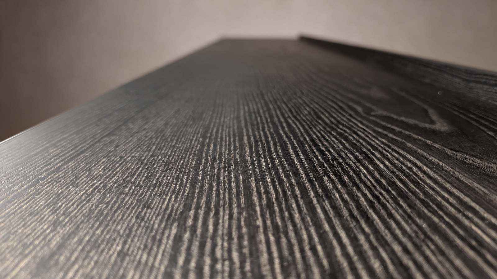 Close-up of ebonised ash wood grain